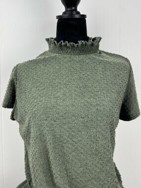 Women's White Birch Green Ruched Shirt, Size XL